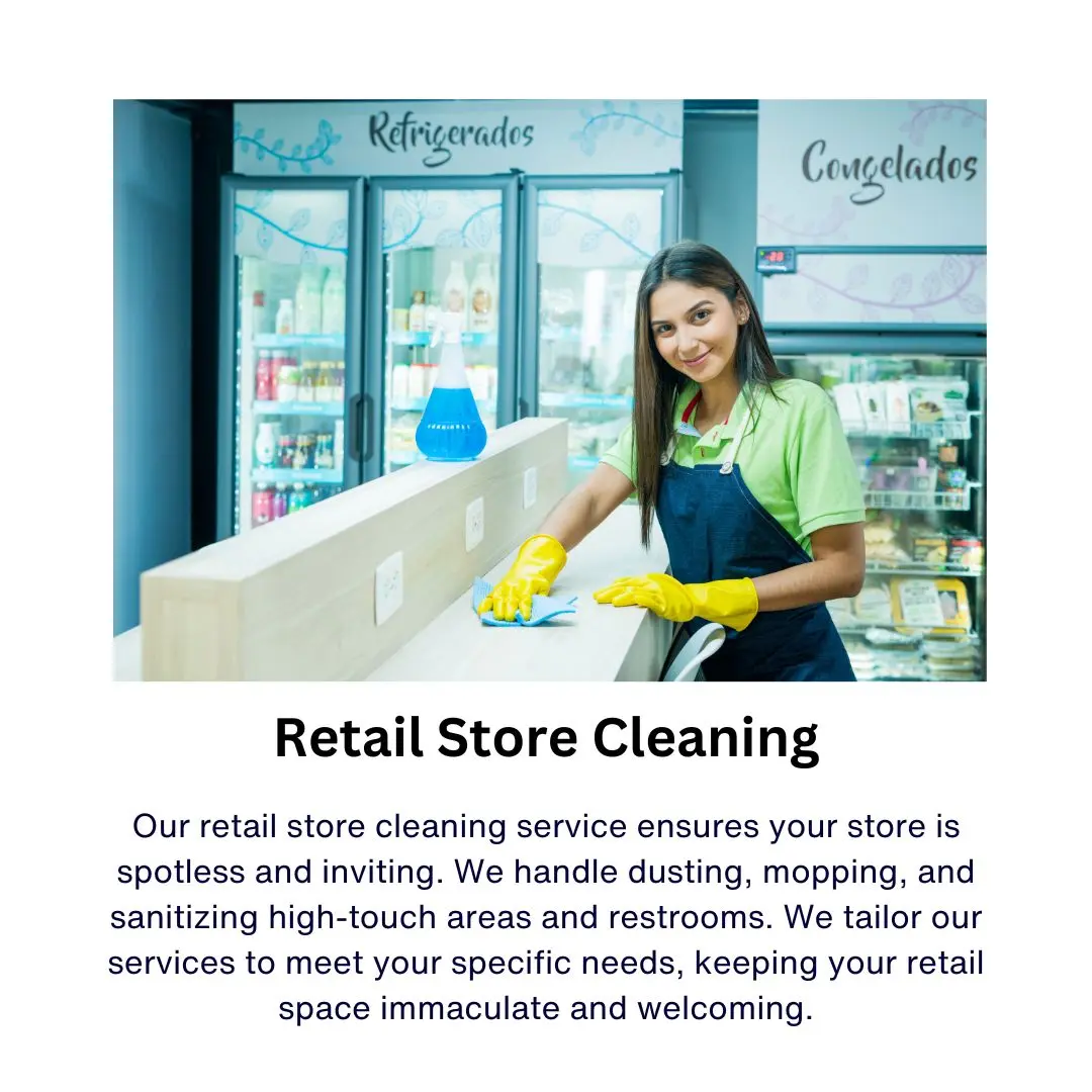 Professional retail store cleaning service sanitising a London clothing shop
