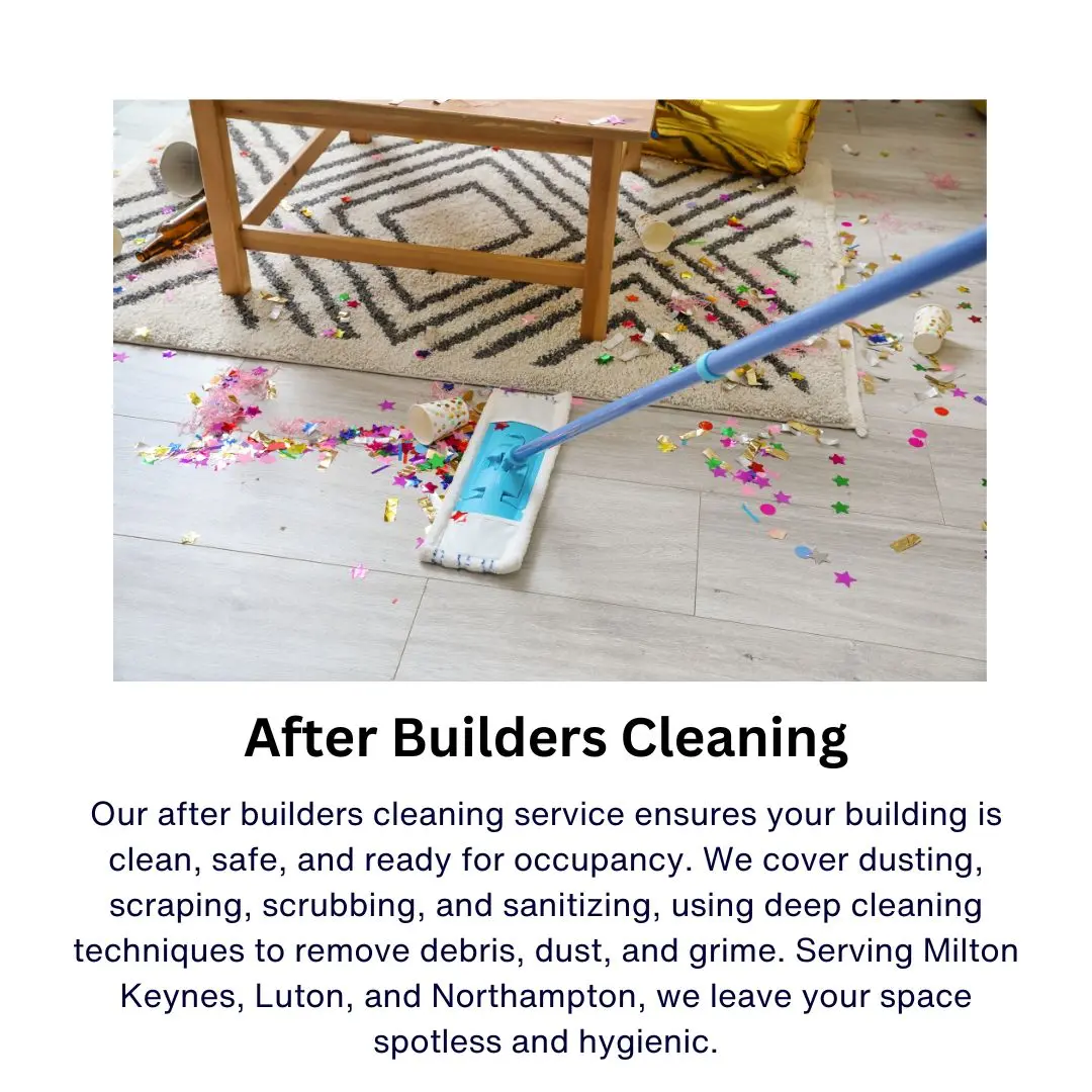 Professional after builders cleaning service removing dust in a London home